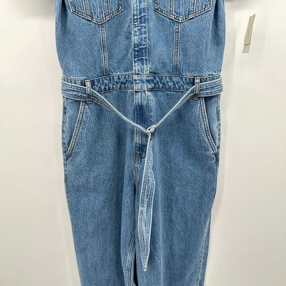 Abercrombie Fitch 90s Relaxed Denim Jumpsuit Size Large Tall LT Straight Leg New - Picture 5 of 16